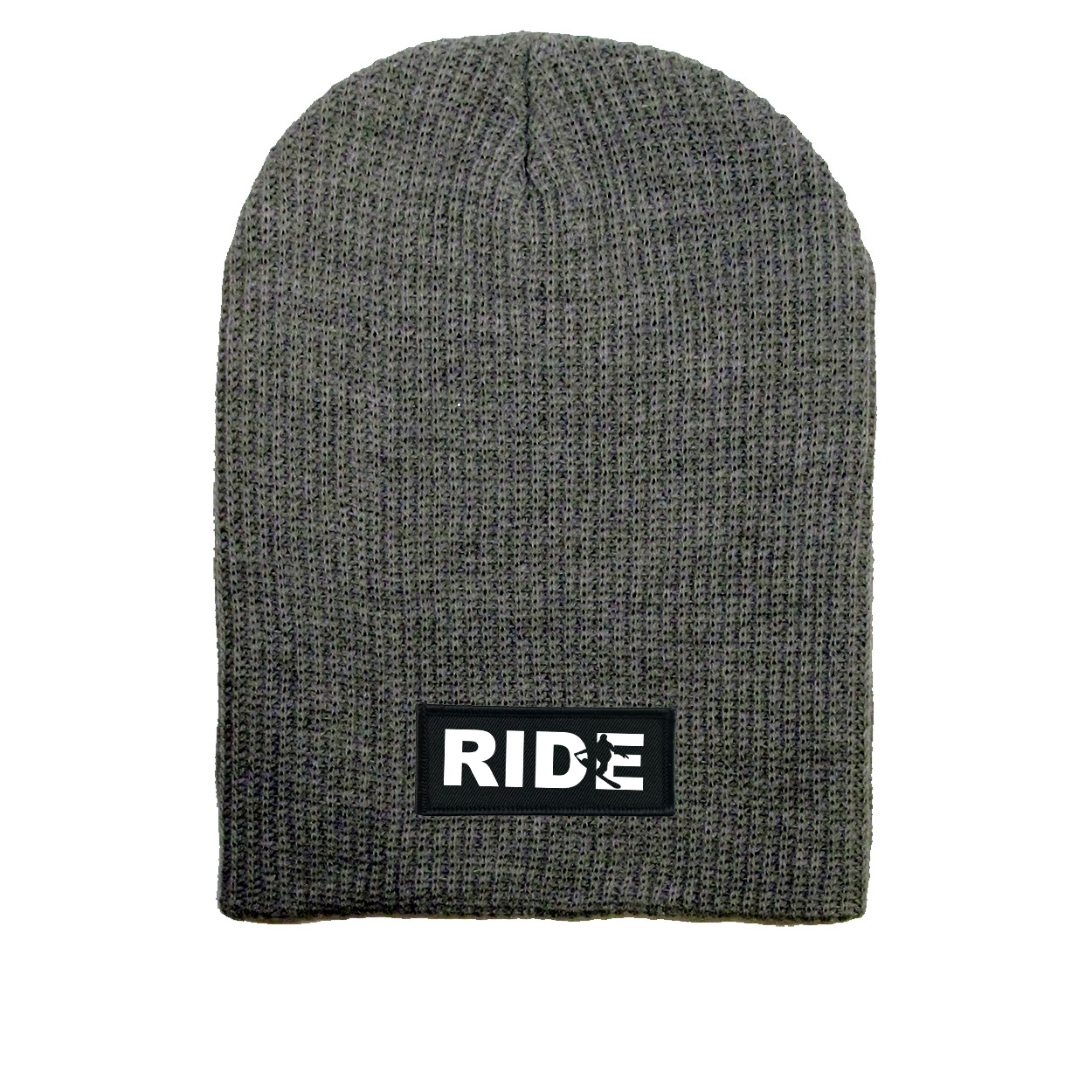 Ride Snowboard Logo Night Out Woven Patch Solid Slouchy Beanie Dark Gray (White Logo)