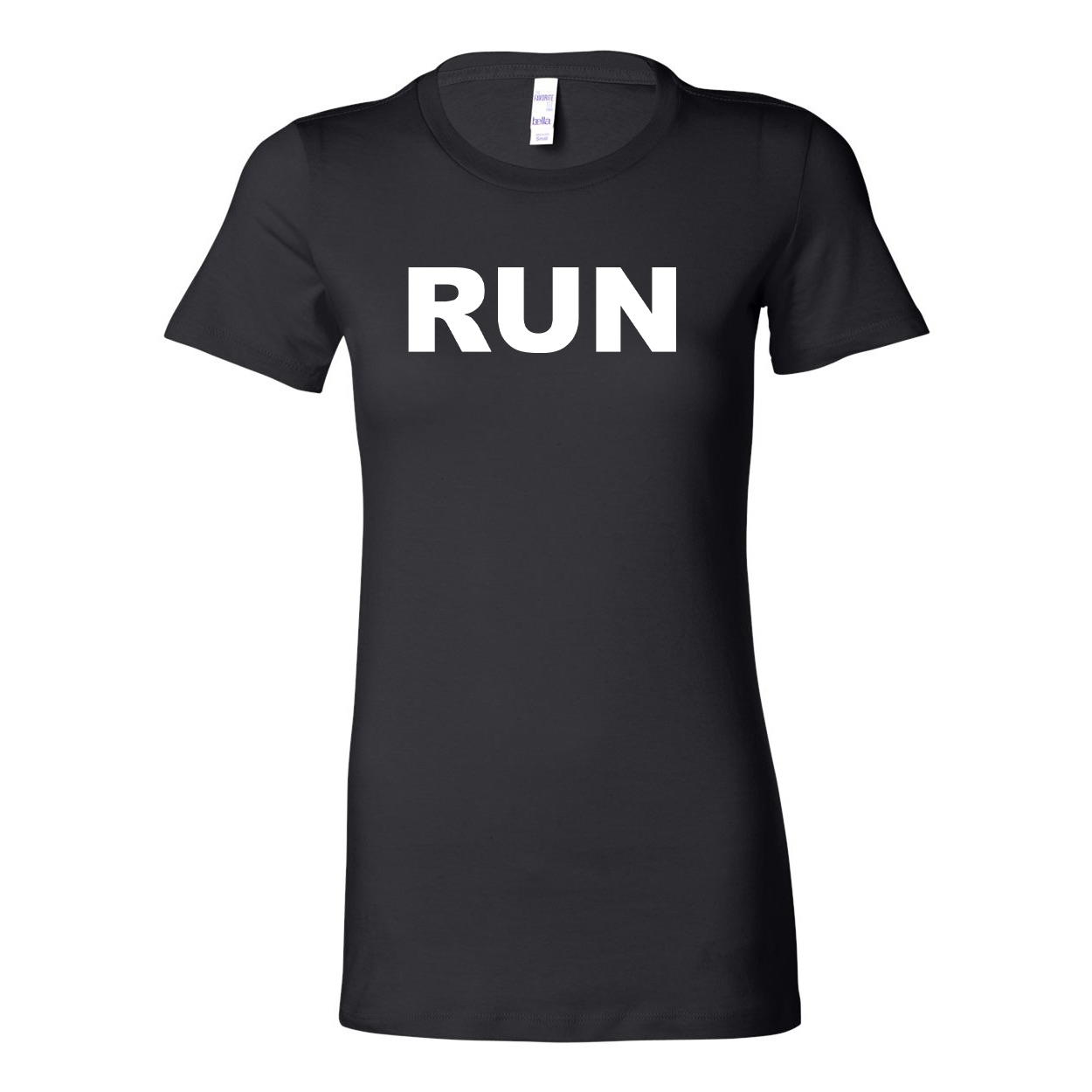 Run Brand Logo Classic Women's Fitted Tri-Blend T-Shirt Black (White Logo)