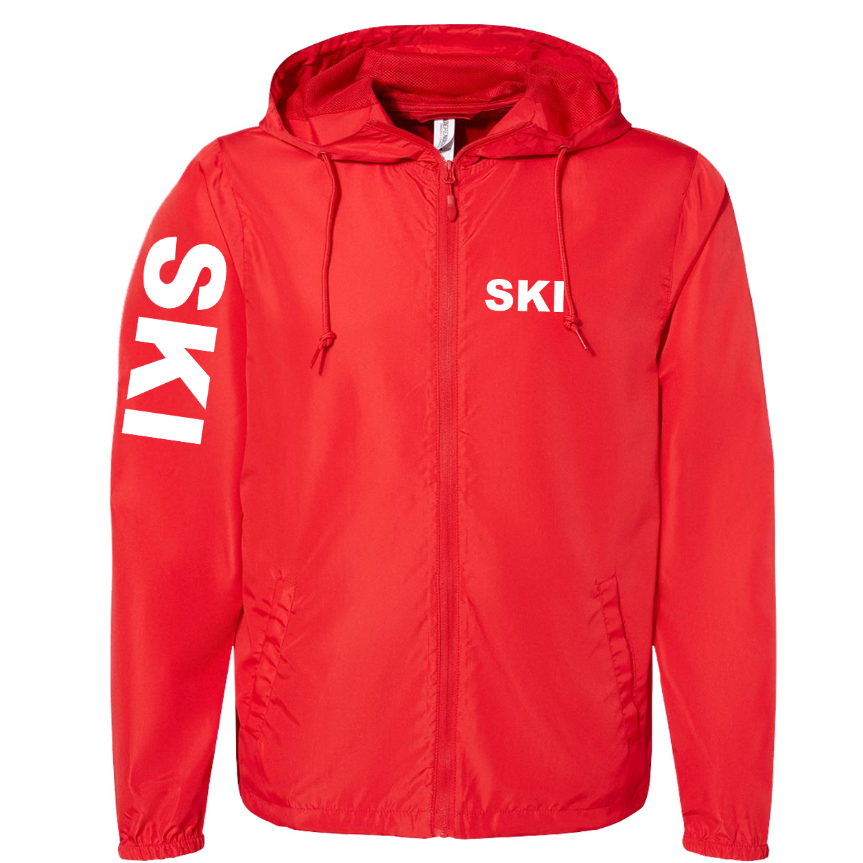 Ski Brand Logo Classic Lightweight Windbreaker Red