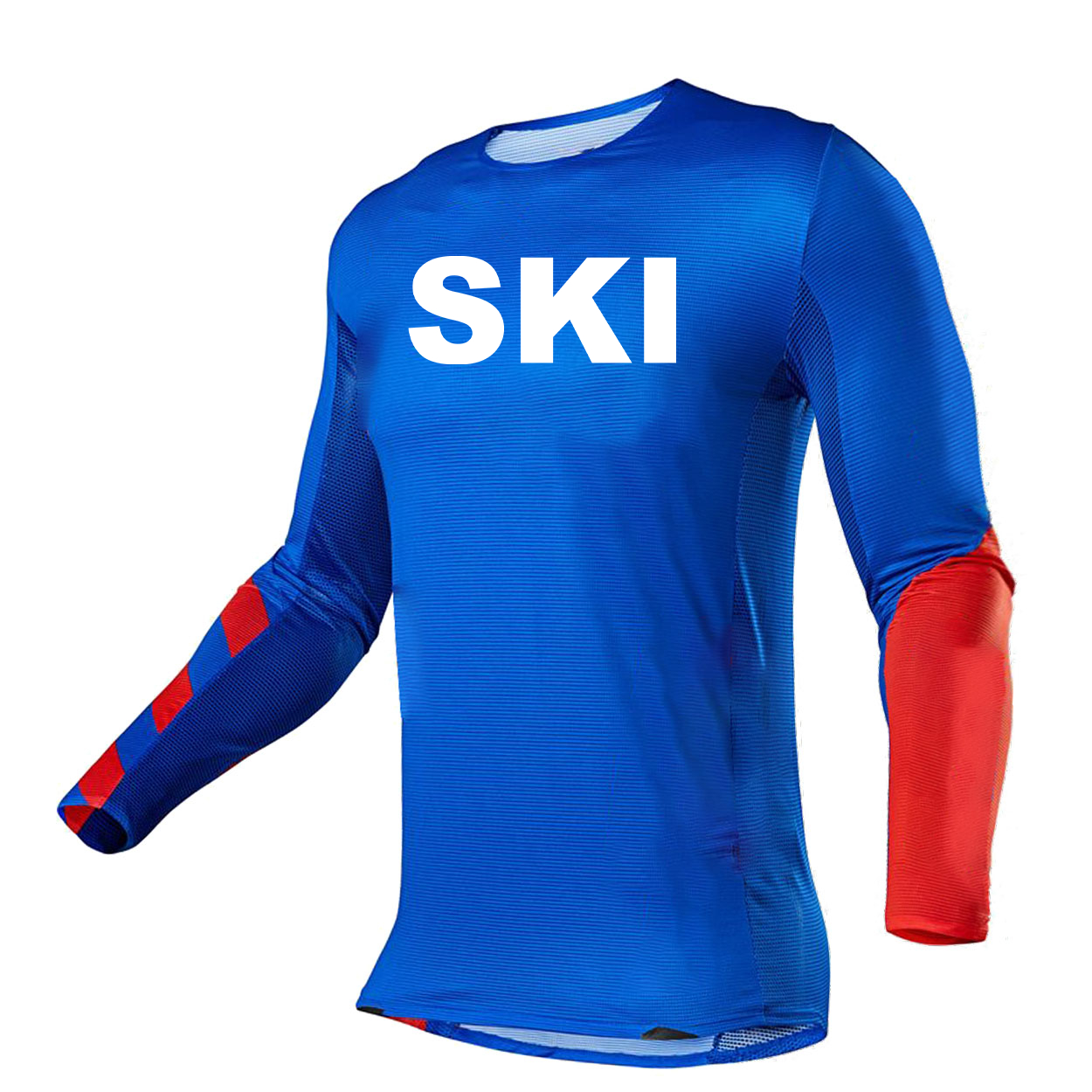 Ski Brand Logo Classic Performance Jersey Long Sleeve Shirt Blue/Red