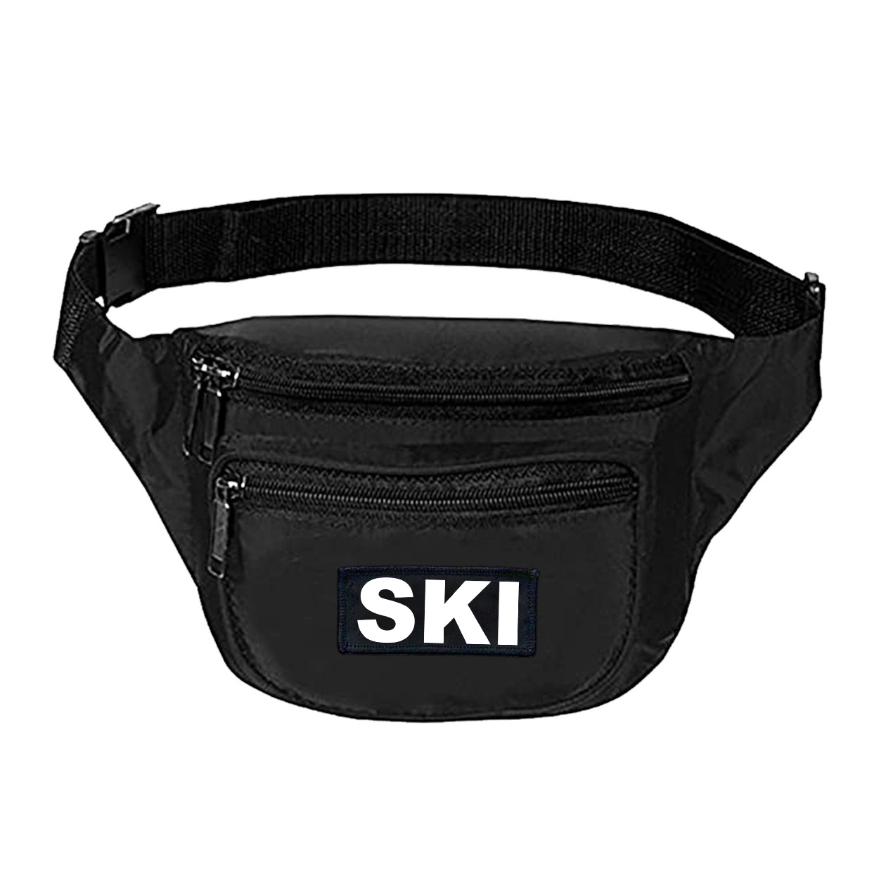 Ski Brand Logo Night Out Woven Patch Fanny Pack Black