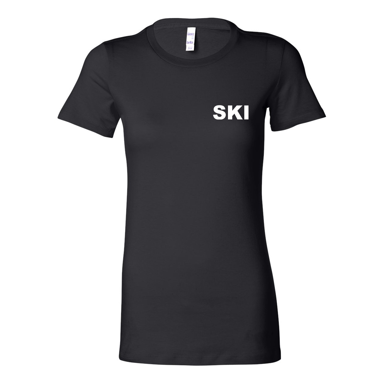 Ski Brand Logo Women's Night Out Fitted Tri-Blend T-Shirt Black (White Logo)