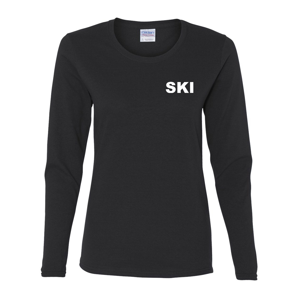 Ski Brand Logo Womens Night Out Long Sleeve Shirt Black (White Logo)