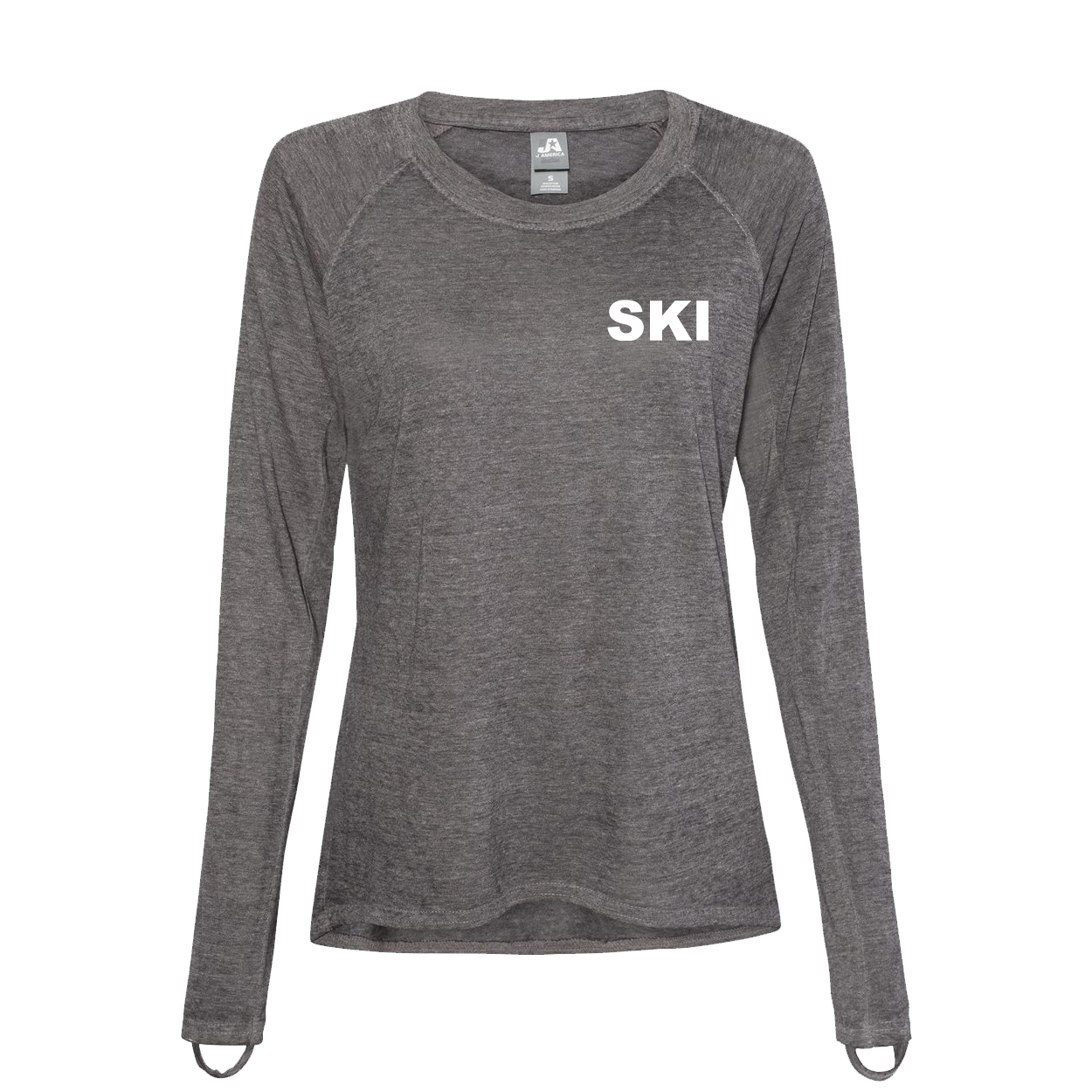 Ski Brand Logo Womens Night Out Zen Long Sleeve T-Shirt Twisted Black (White Logo)