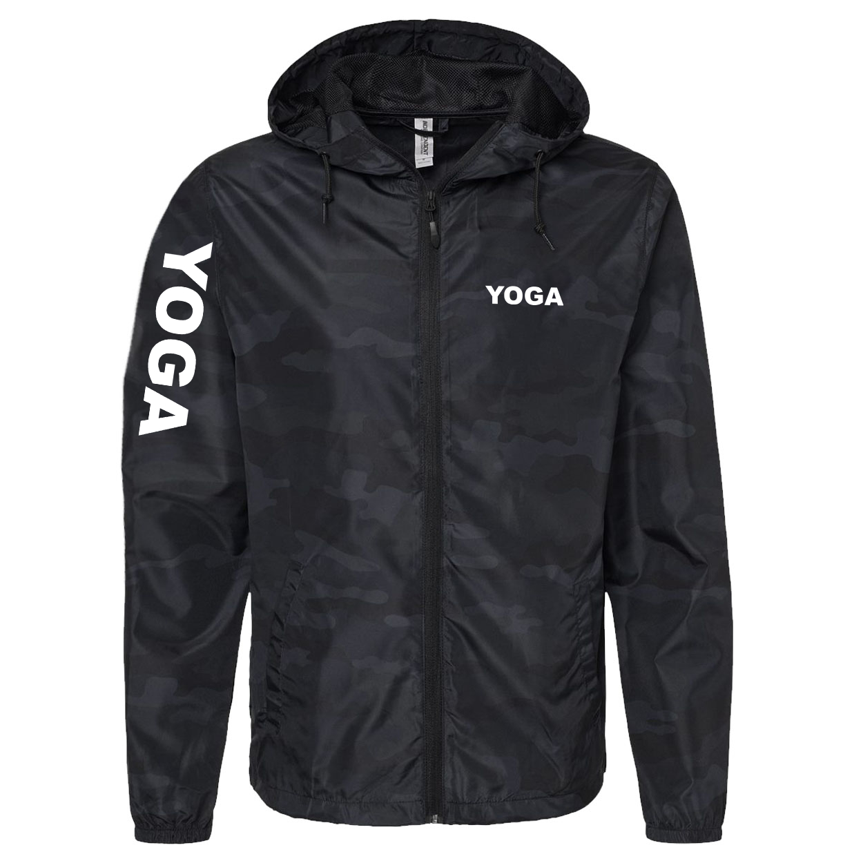 Yoga Brand Logo Classic Lightweight Windbreaker Black Camo (White Logo)