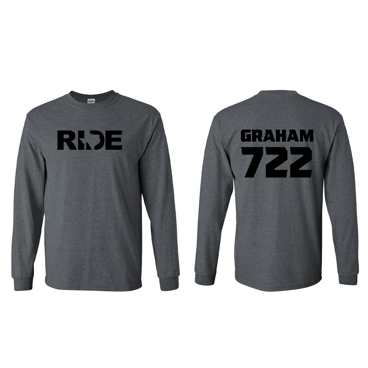FXR BMX Race Team Classic Athlete Support Long Sleeve Shirt GRAHAM #722 Dark Heather (Black Logo)