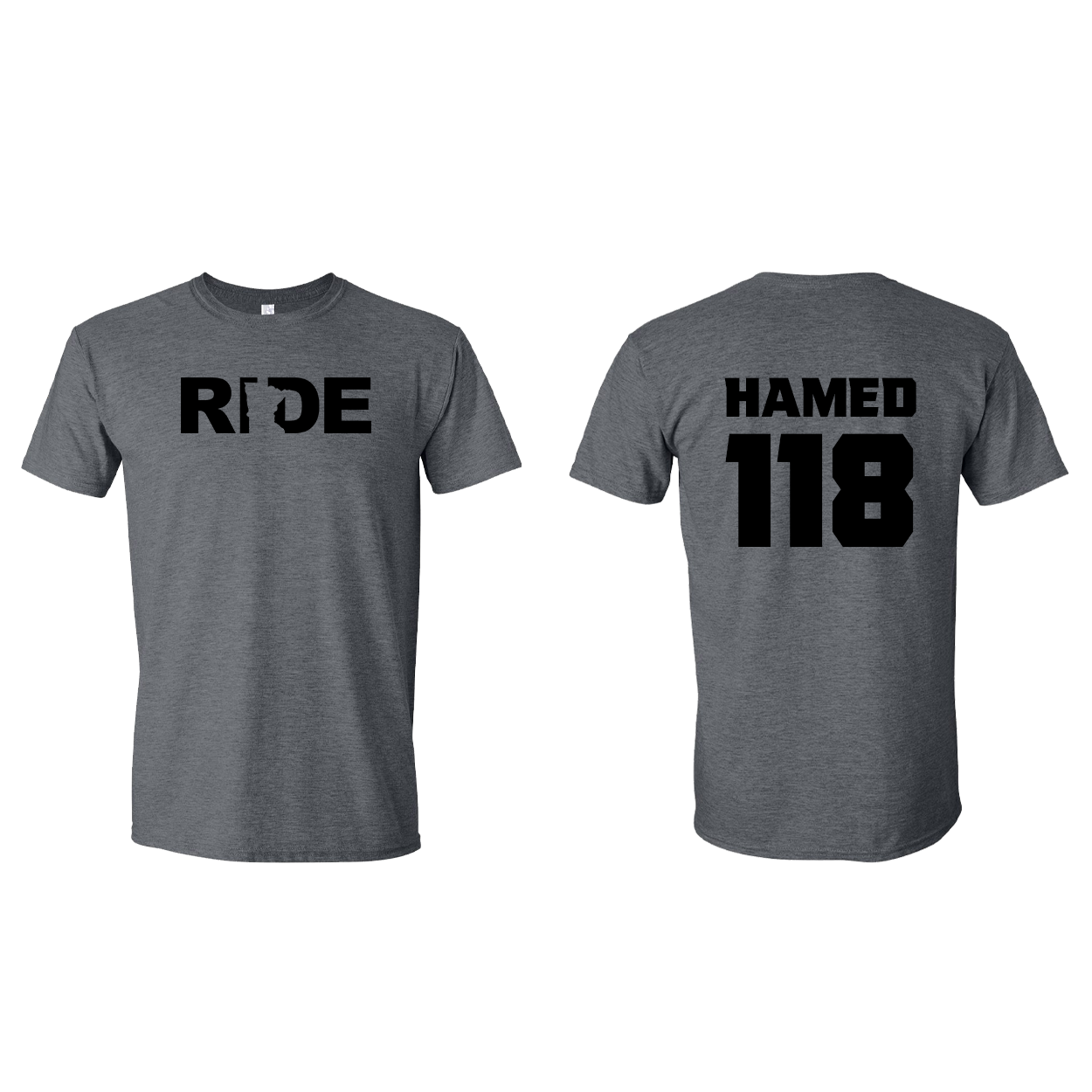 FXR BMX Race Team Classic Athlete Support T-Shirt HAMED #118 Dark Heather (Black Logo)