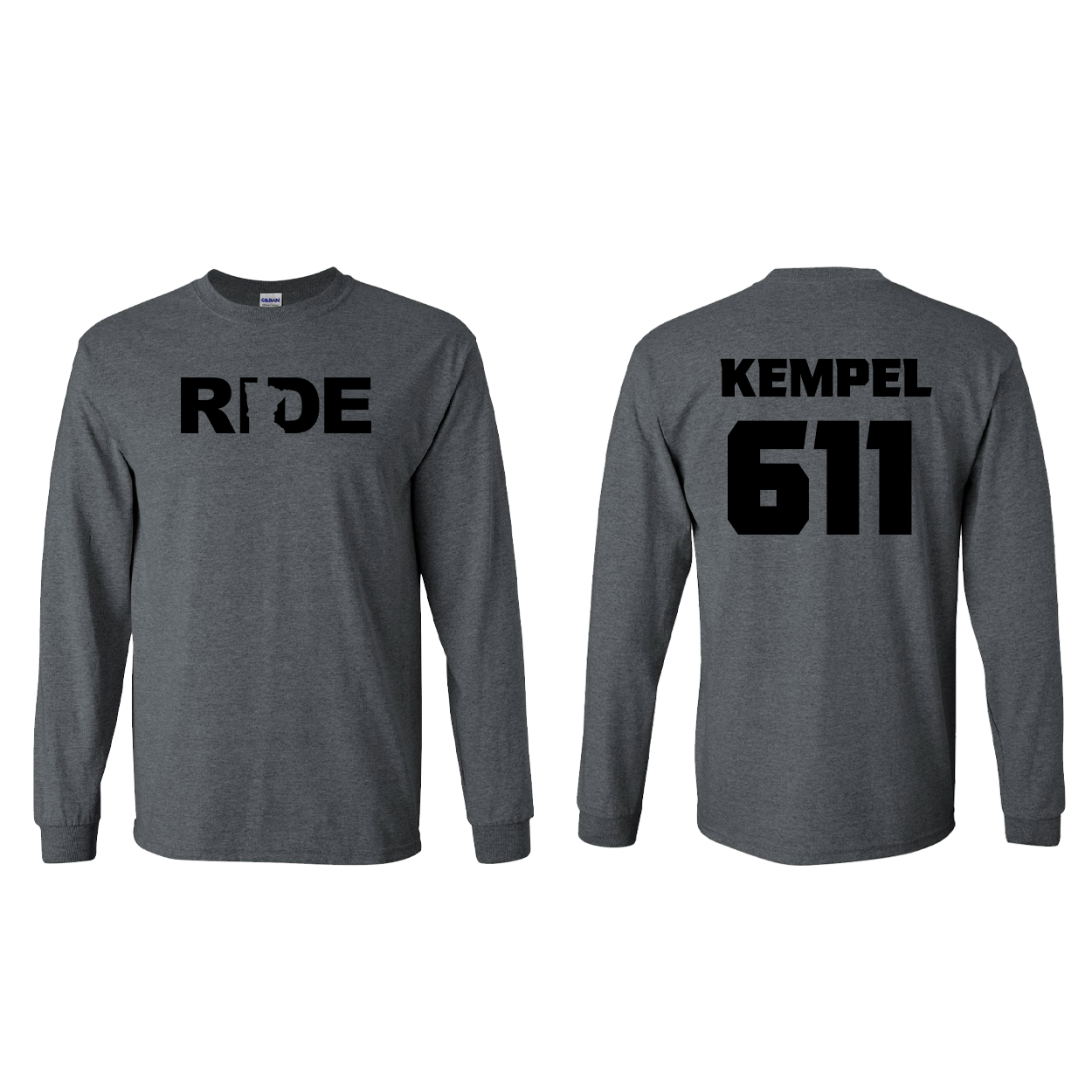 FXR BMX Race Team Classic Athlete Support Long Sleeve Shirt KEMPEL #611 Dark Heather (Black Logo)