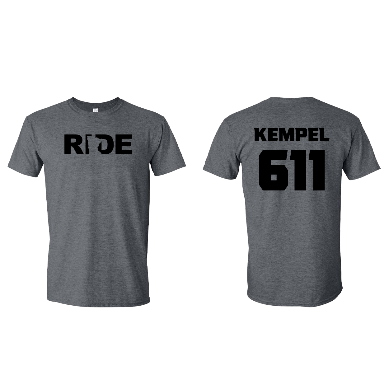 FXR BMX Race Team Classic Athlete Support T-Shirt KEMPEL #611 Dark Heather (Black Logo)