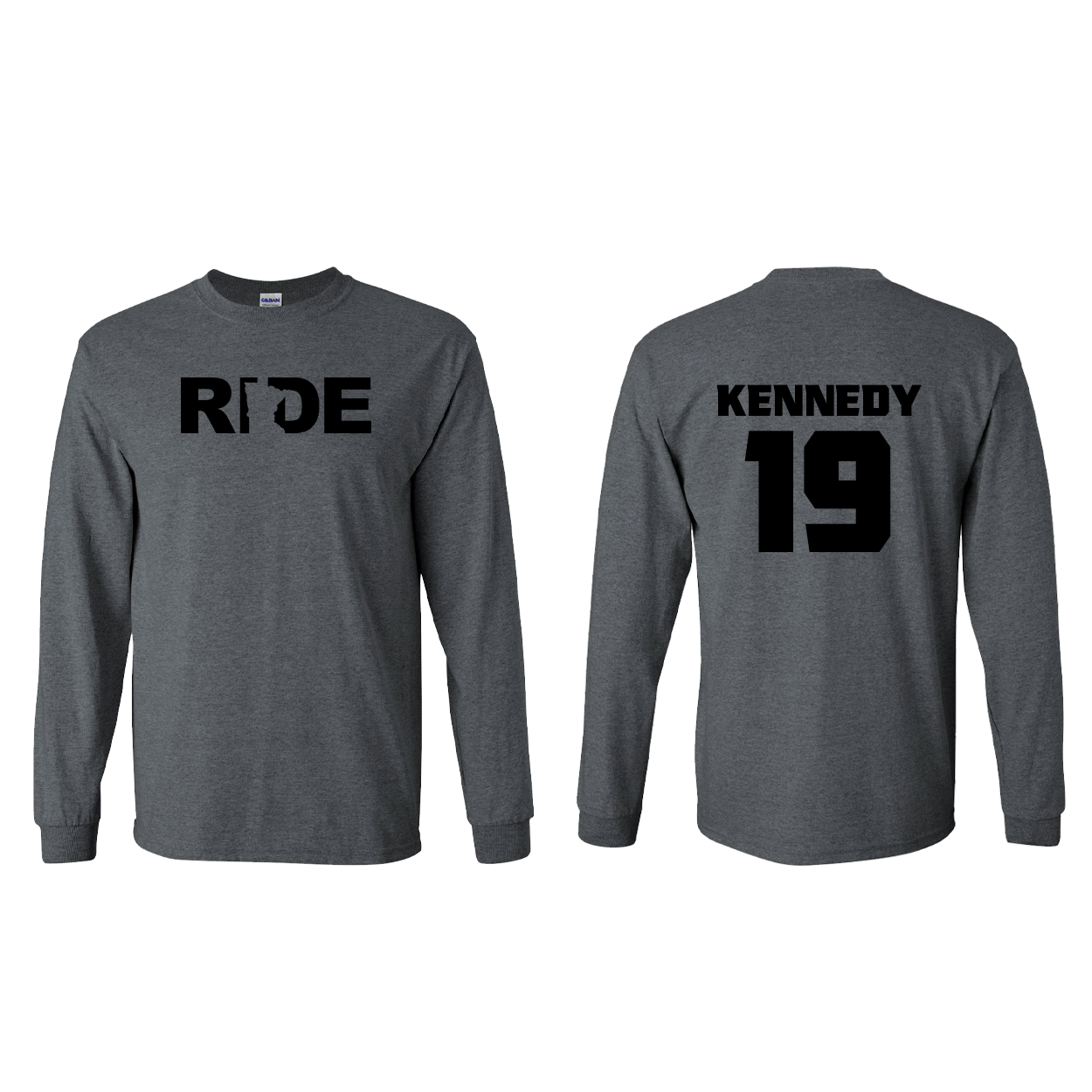 FXR BMX Race Team Classic Athlete Support Long Sleeve Shirt KENNEDY #19 Dark Heather (Black Logo)
