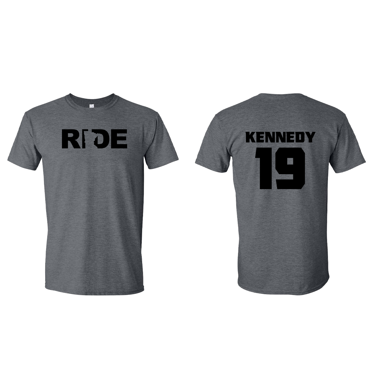 FXR BMX Race Team Classic Athlete Support T-Shirt KENNEDY #19 Dark Heather (Black Logo)