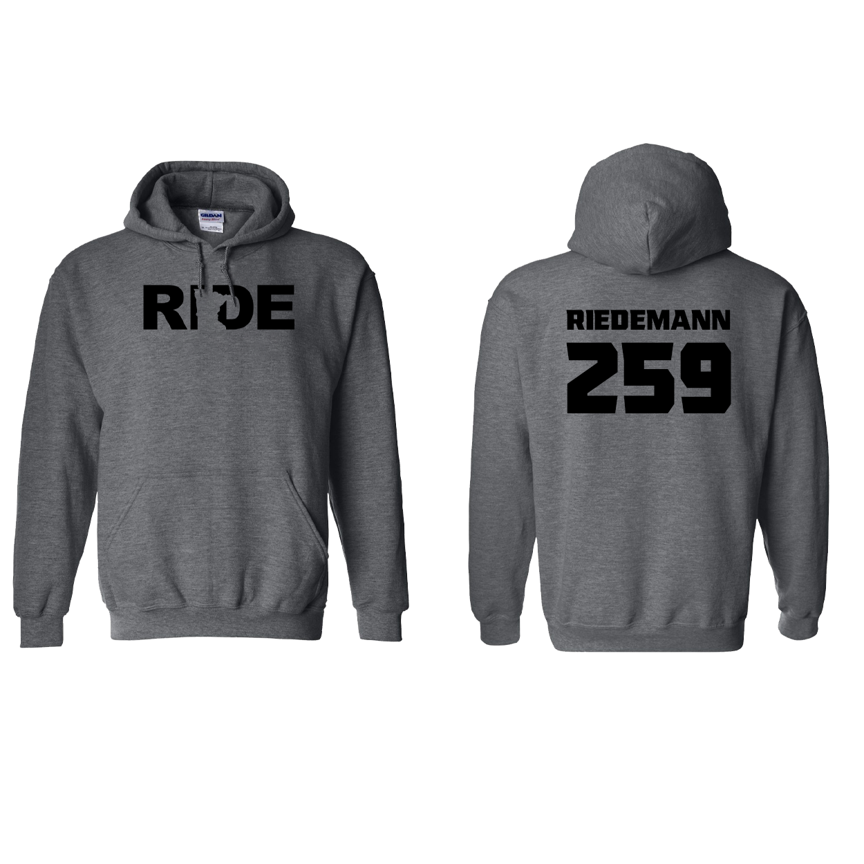 FXR BMX Race Team Classic Athlete Support Sweatshirt RIEDEMANN #259 Dark Heather (Black Logo)