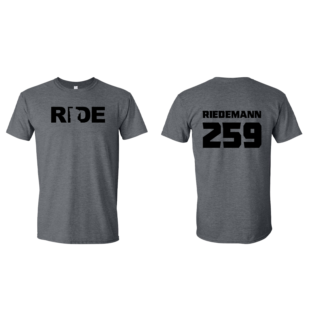 FXR BMX Race Team Classic Athlete Support T-Shirt RIEDEMANN #259 Dark Heather (Black Logo)