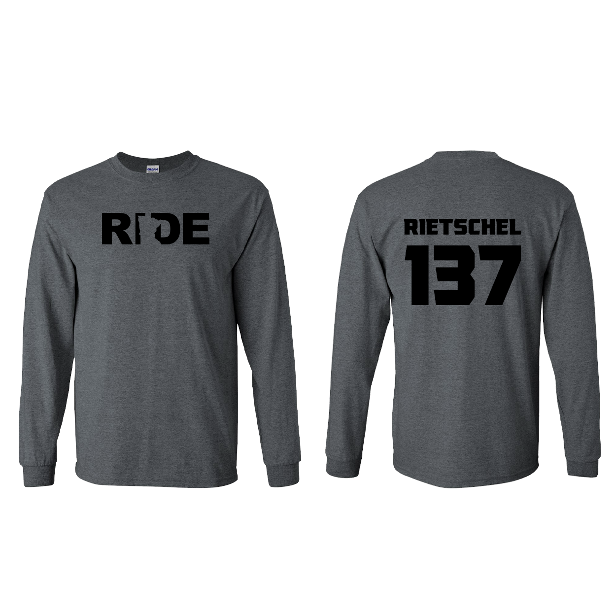 FXR BMX Race Team Classic Athlete Support Long Sleeve Shirt C. RIETSCHEL #137 Dark Heather (Black Logo)