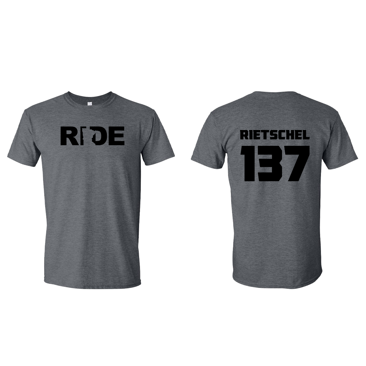 FXR BMX Race Team Classic Athlete Support T-Shirt C. RIETSCHEL #137 Dark Heather (Black Logo)
