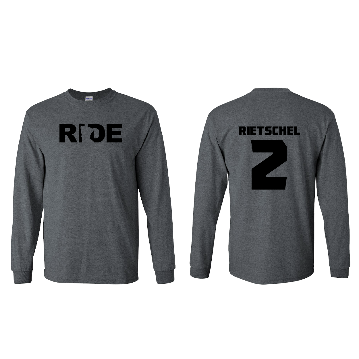 FXR BMX Race Team Classic Athlete Support Long Sleeve Shirt M. RIETSCHEL #2 Dark Heather (Black Logo)