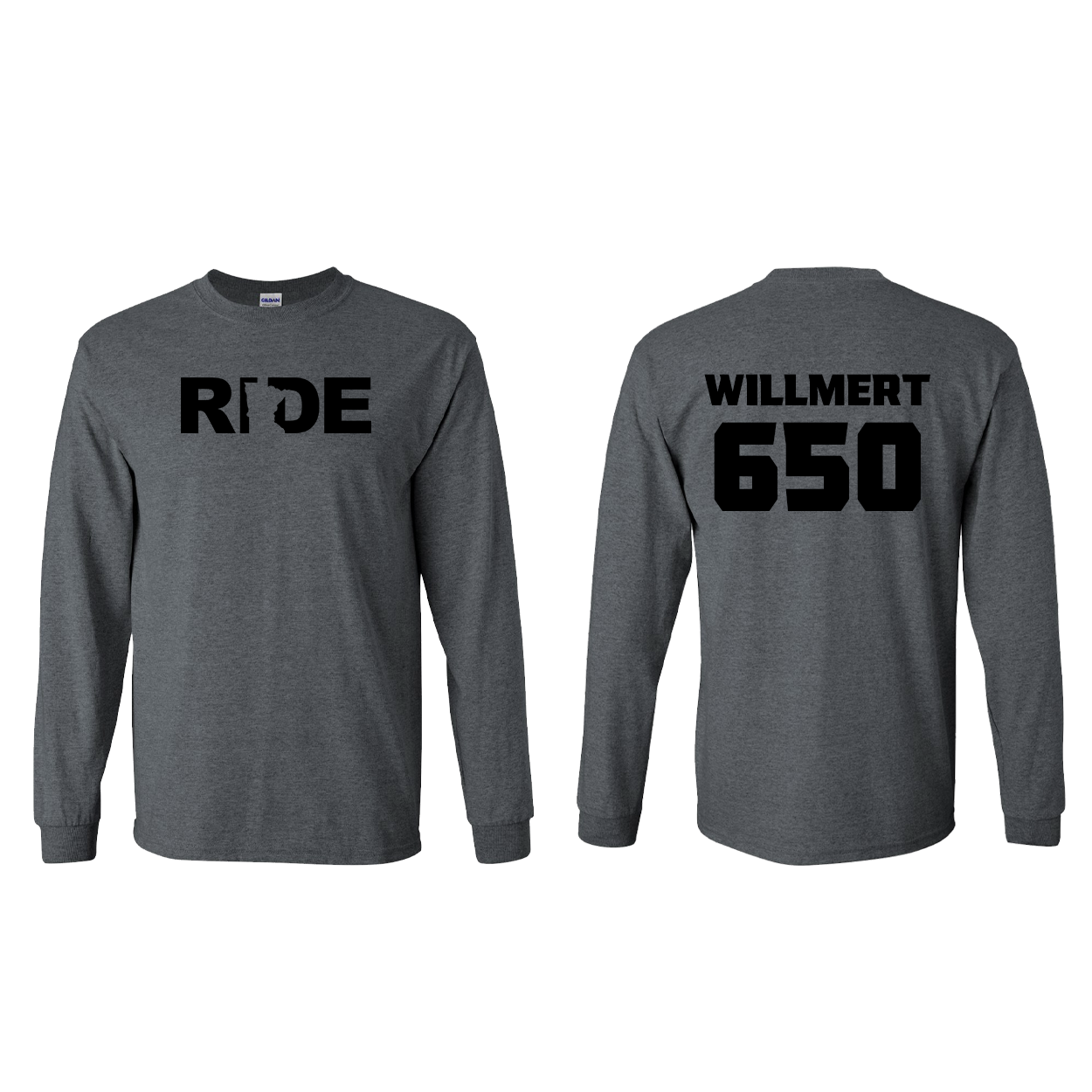 FXR BMX Race Team Classic Athlete Support Long Sleeve Shirt J. WILLMERT #650 Dark Heather (Black Logo)