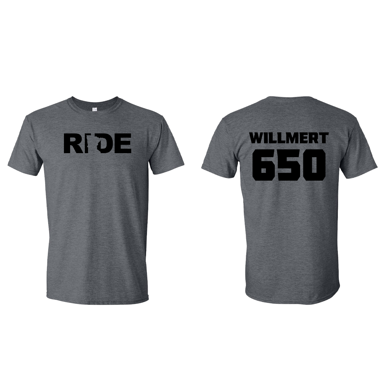 FXR BMX Race Team Classic Athlete Support T-Shirt J. WILLMERT #650 Dark Heather (Black Logo)