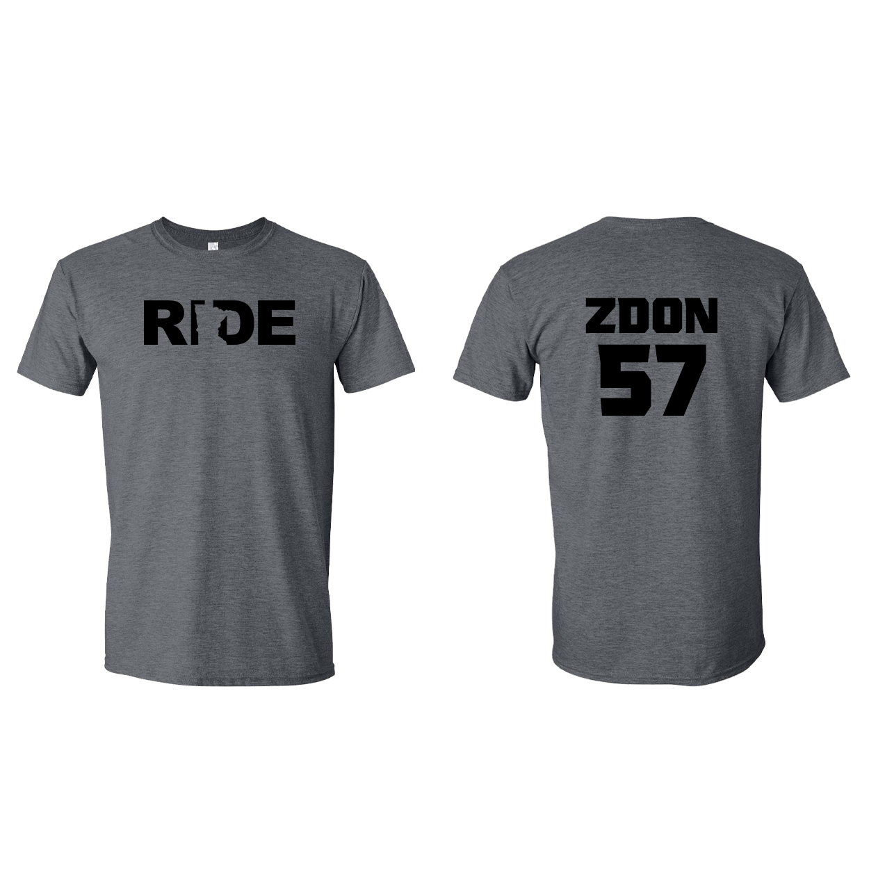 FXR BMX Race Team Classic Athlete Support T-Shirt A. ZDON #57 Dark Heather (Black Logo)
