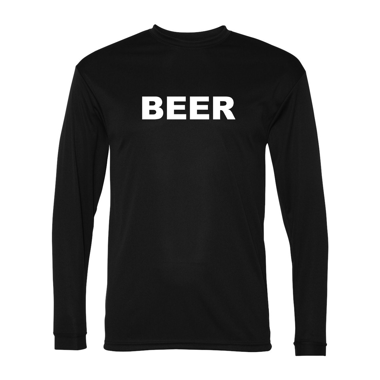 Beer Brand Logo Classic Unisex Performance Long Sleeve T-Shirt Black (White Logo)