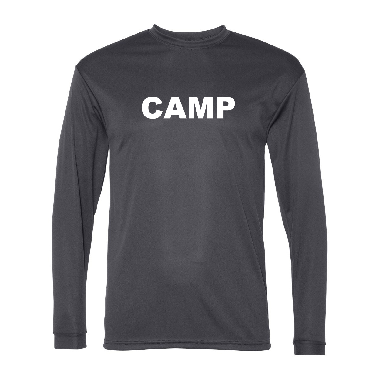 Camp Brand Logo Classic Unisex Performance Long Sleeve T-Shirt Graphite (White Logo)