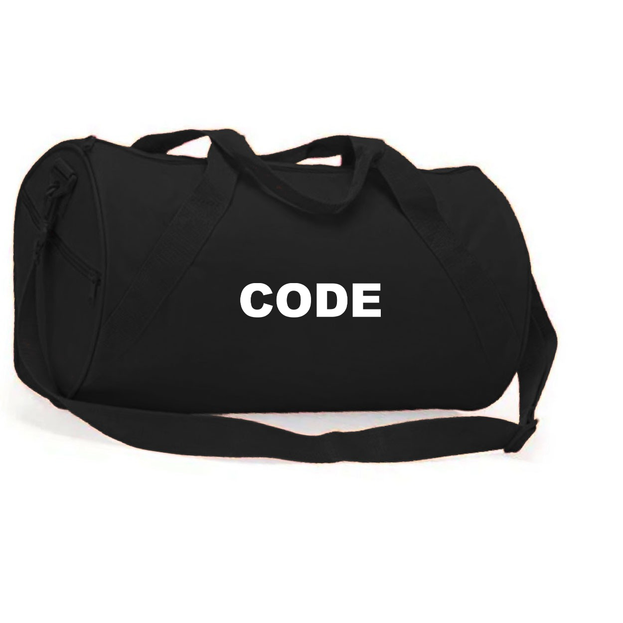 Code Brand Logo Classic Barrel Duffel Bag Black (White Logo)