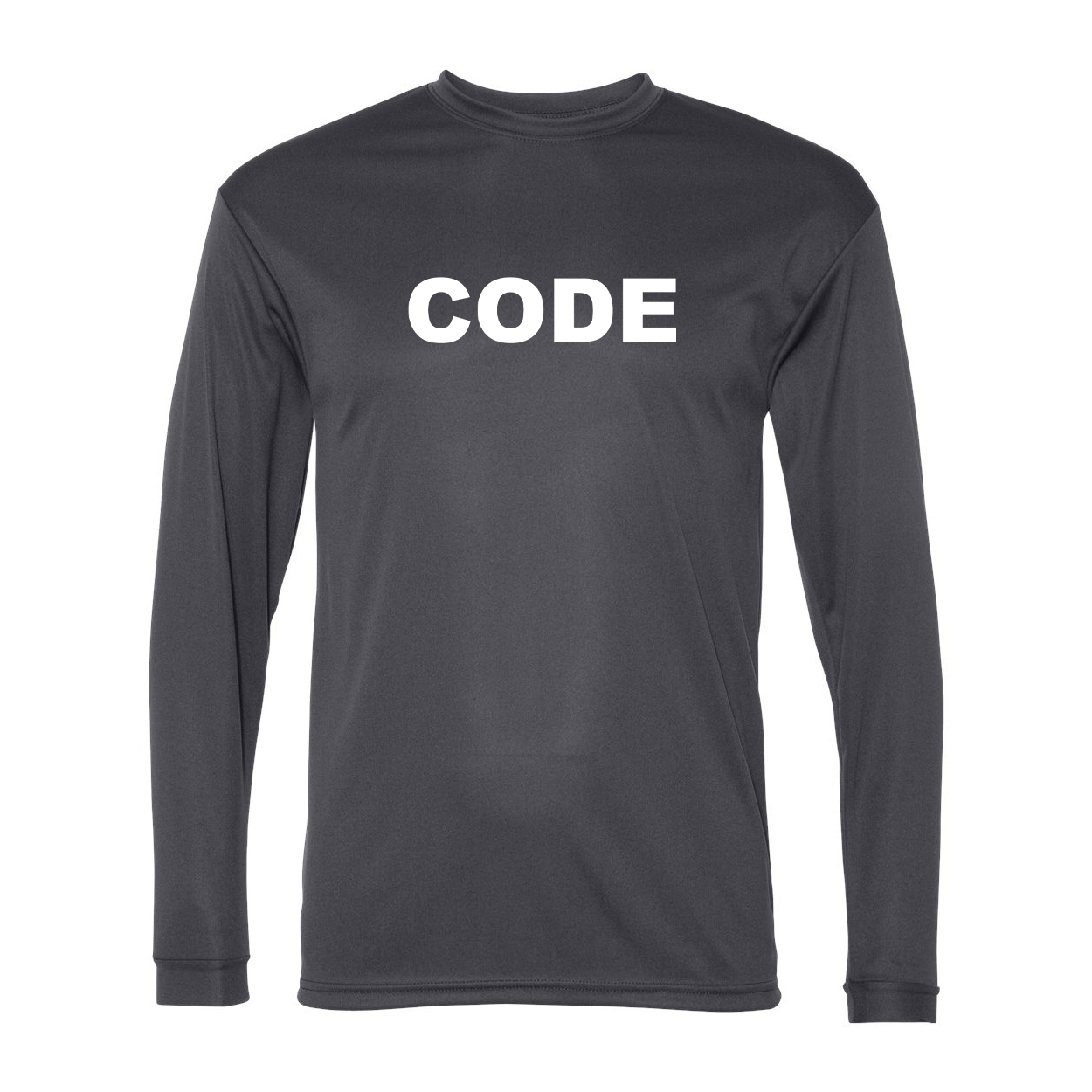 Code Brand Logo Classic Unisex Performance Long Sleeve T-Shirt Graphite (White Logo)