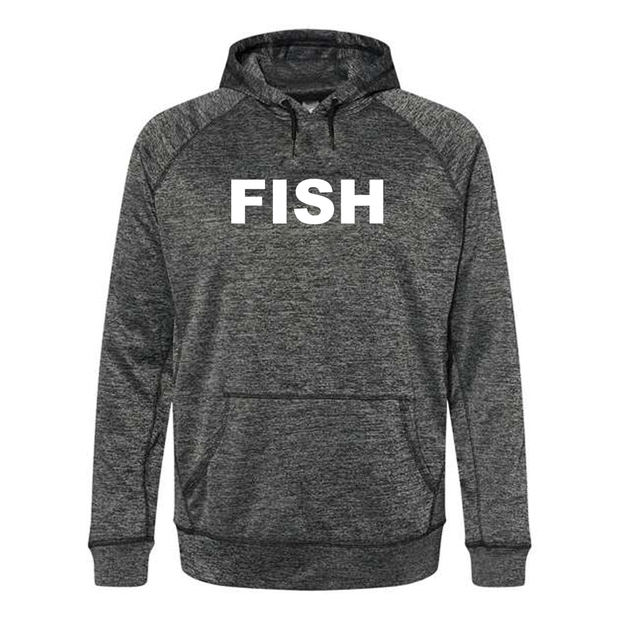 Fish Brand Logo Classic Performance Raglan Pullover Sweatshirt Heather Charcoal