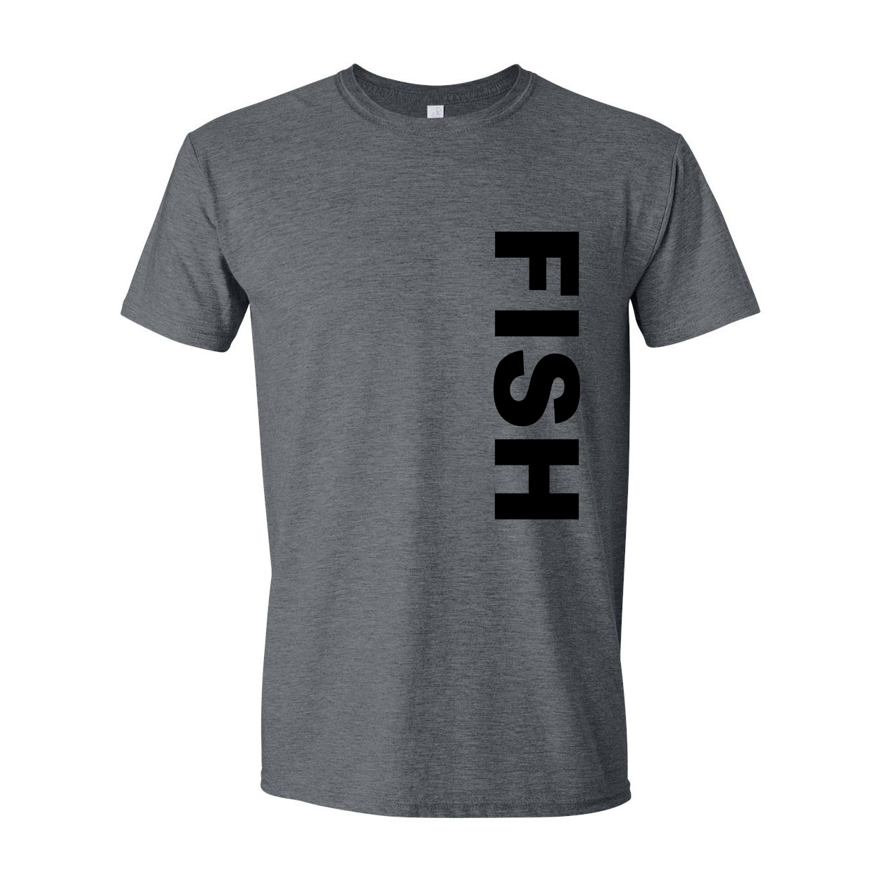 Fish Brand Logo Classic Vertical T-Shirt Dark Heather Gray (Black Logo)
