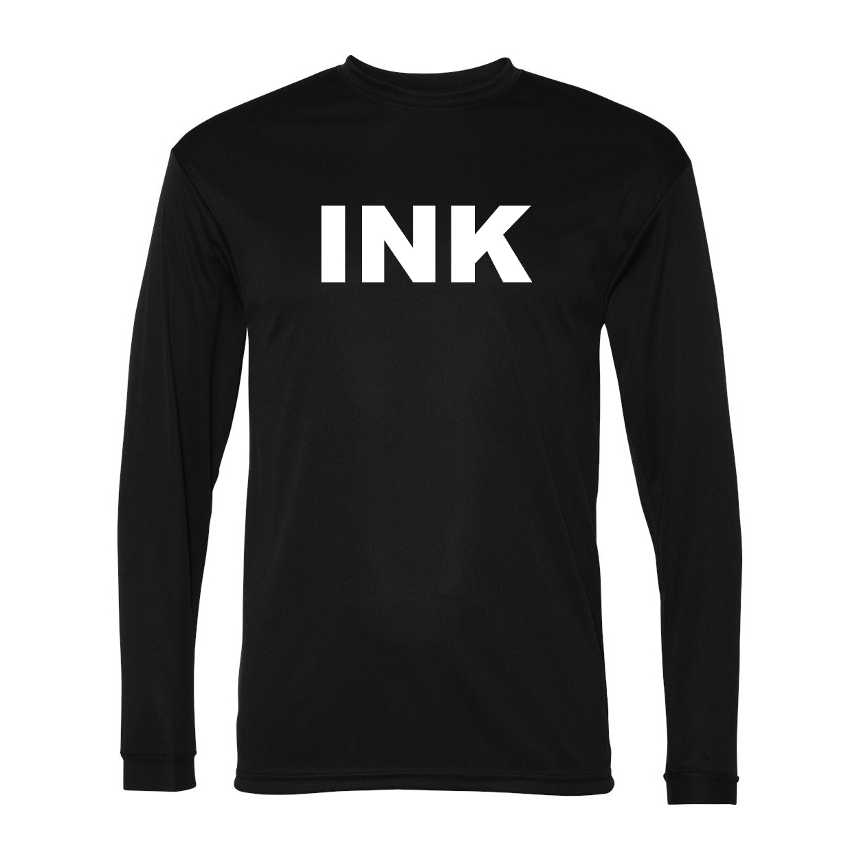 Ink Brand Logo Classic Unisex Performance Long Sleeve T-Shirt Black (White Logo)