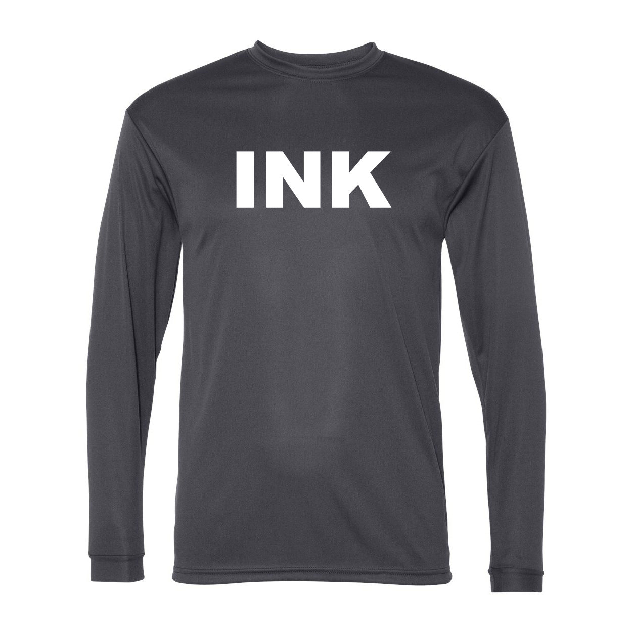 Ink Brand Logo Classic Unisex Performance Long Sleeve T-Shirt Graphite (White Logo)