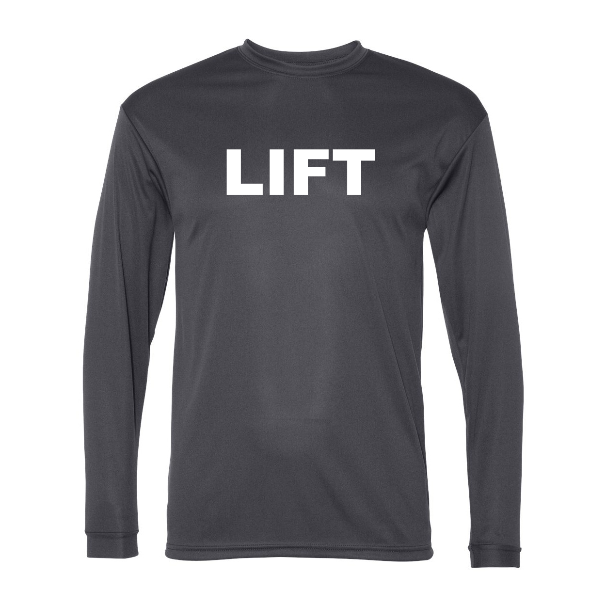 Lift Brand Logo Classic Unisex Performance Long Sleeve T-Shirt Graphite (White Logo)