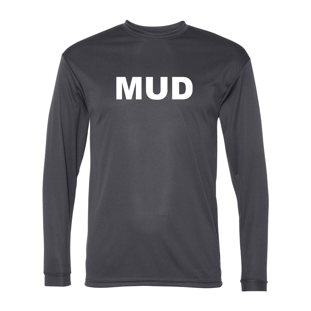Mud Brand Logo Classic Unisex Performance Long Sleeve T-Shirt Graphite (White Logo)