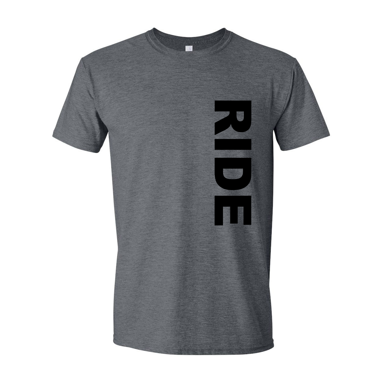 Ride Brand Logo Classic Vertical T-Shirt Dark Heather Gray (Black Logo)