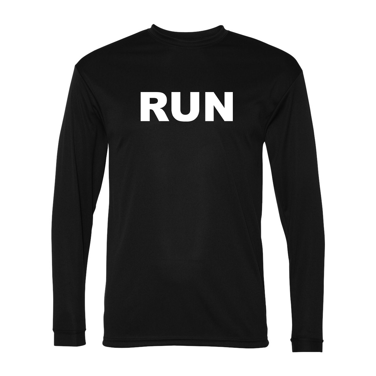 Run Brand Logo Classic Unisex Performance Long Sleeve T-Shirt Black (White Logo)