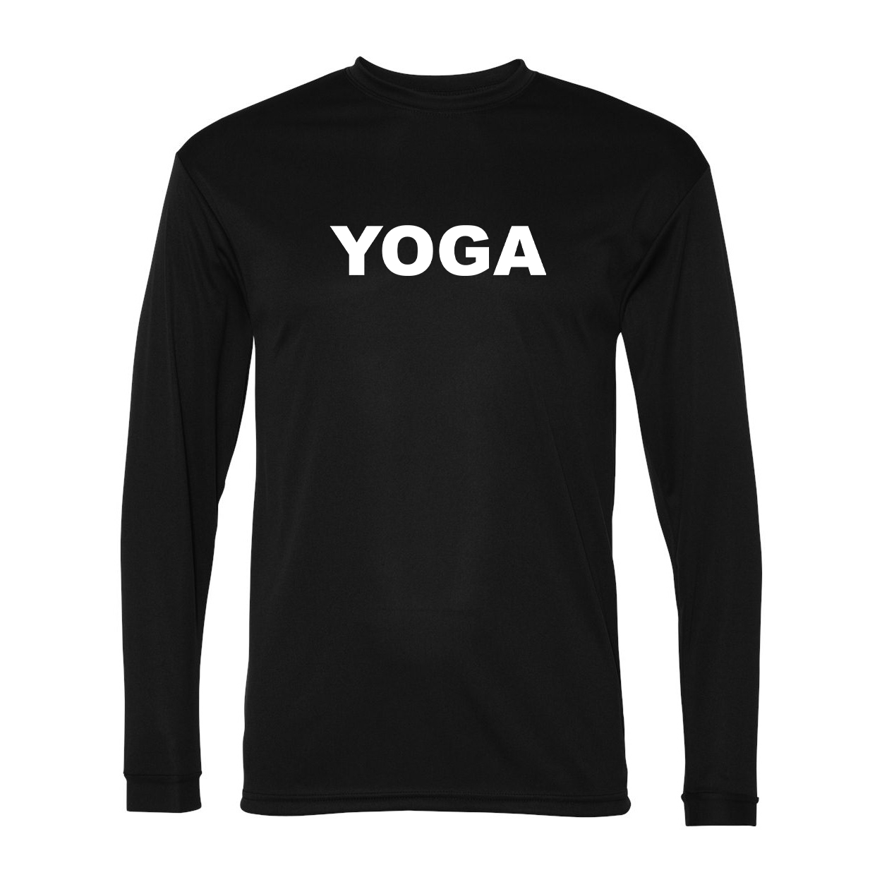 Yoga Brand Logo Classic Unisex Performance Long Sleeve T-Shirt Black (White Logo)