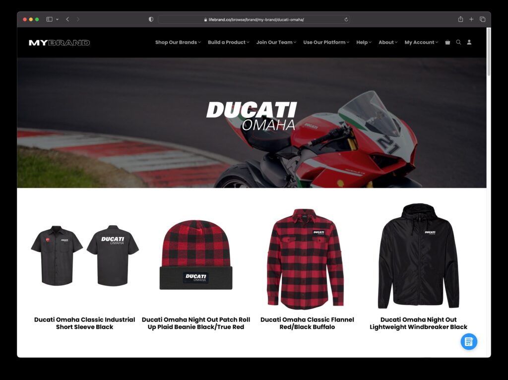Ducati Omaha uses My Brand to automate their apparel needs, and you can too... For free.
