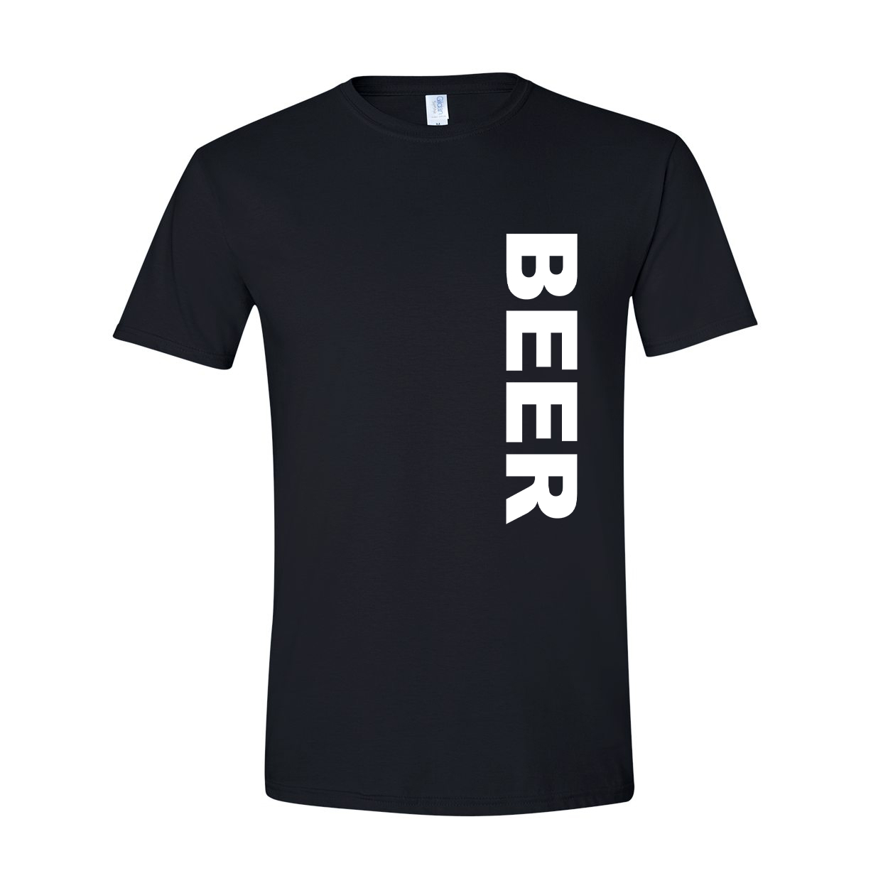 Beer Brand Logo Classic Vertical T-Shirt Black (White Logo)