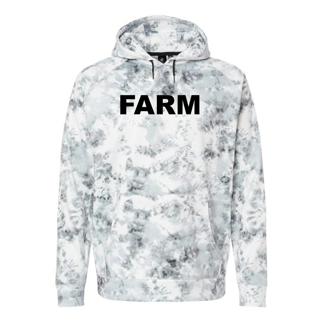 Farm Brand Logo Classic Performance Raglan Pullover Sweatshirt White Tie Dye (Black Logo)