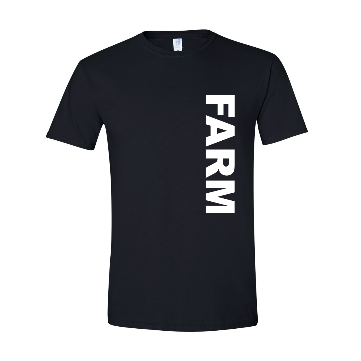 Farm Brand Logo Classic Vertical T-Shirt Black (White Logo)