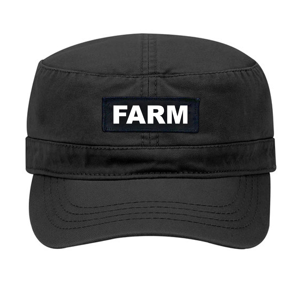 Farm Brand Logo Night Out Woven Patch Military Hat Black