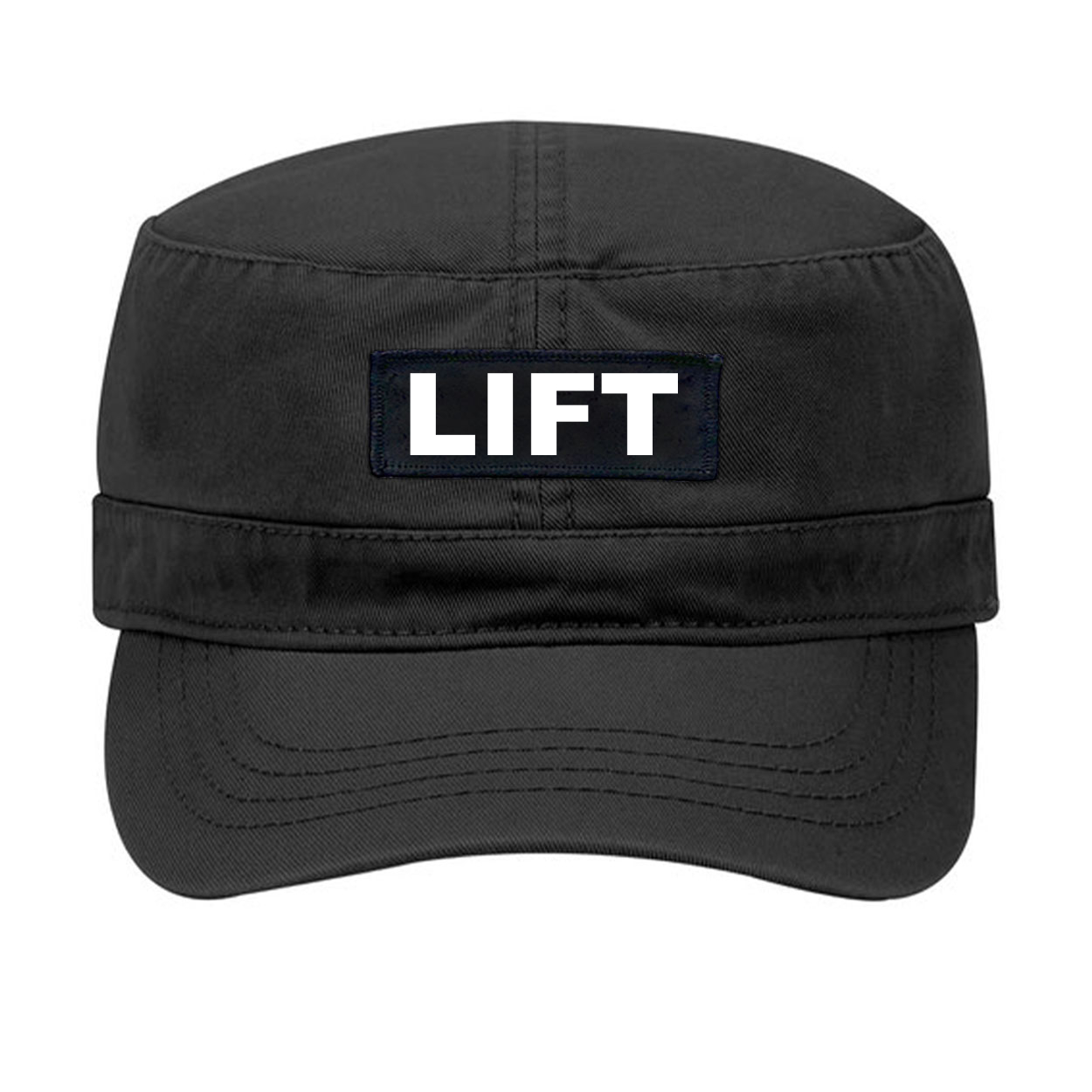 Lift Brand Logo Night Out Woven Patch Military Hat Black