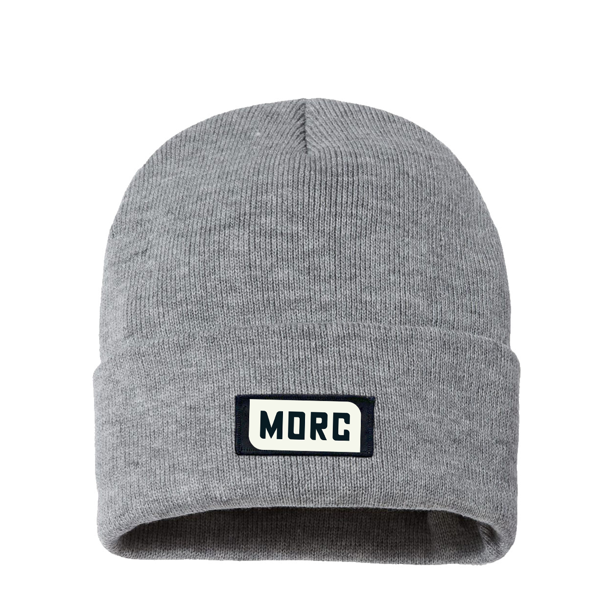 MORC Night Out Woven Patch Sherpa Lined Cuffed Beanie Heather Gray