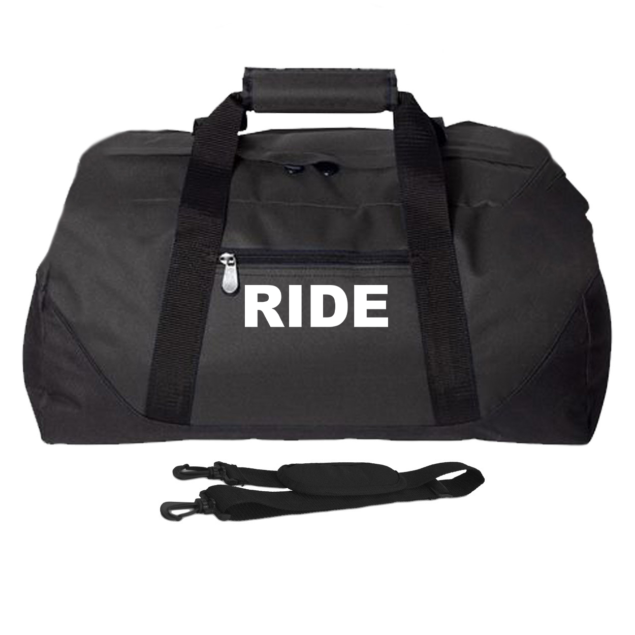 Ride Brand Logo Classic Champion Sport Duffel Bag Black (White Logo)