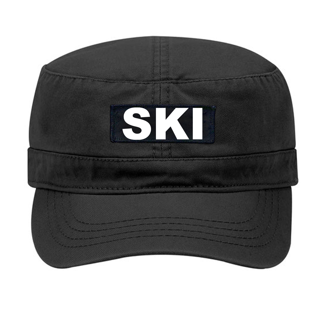 Ski Brand Logo Night Out Woven Patch Military Hat Black