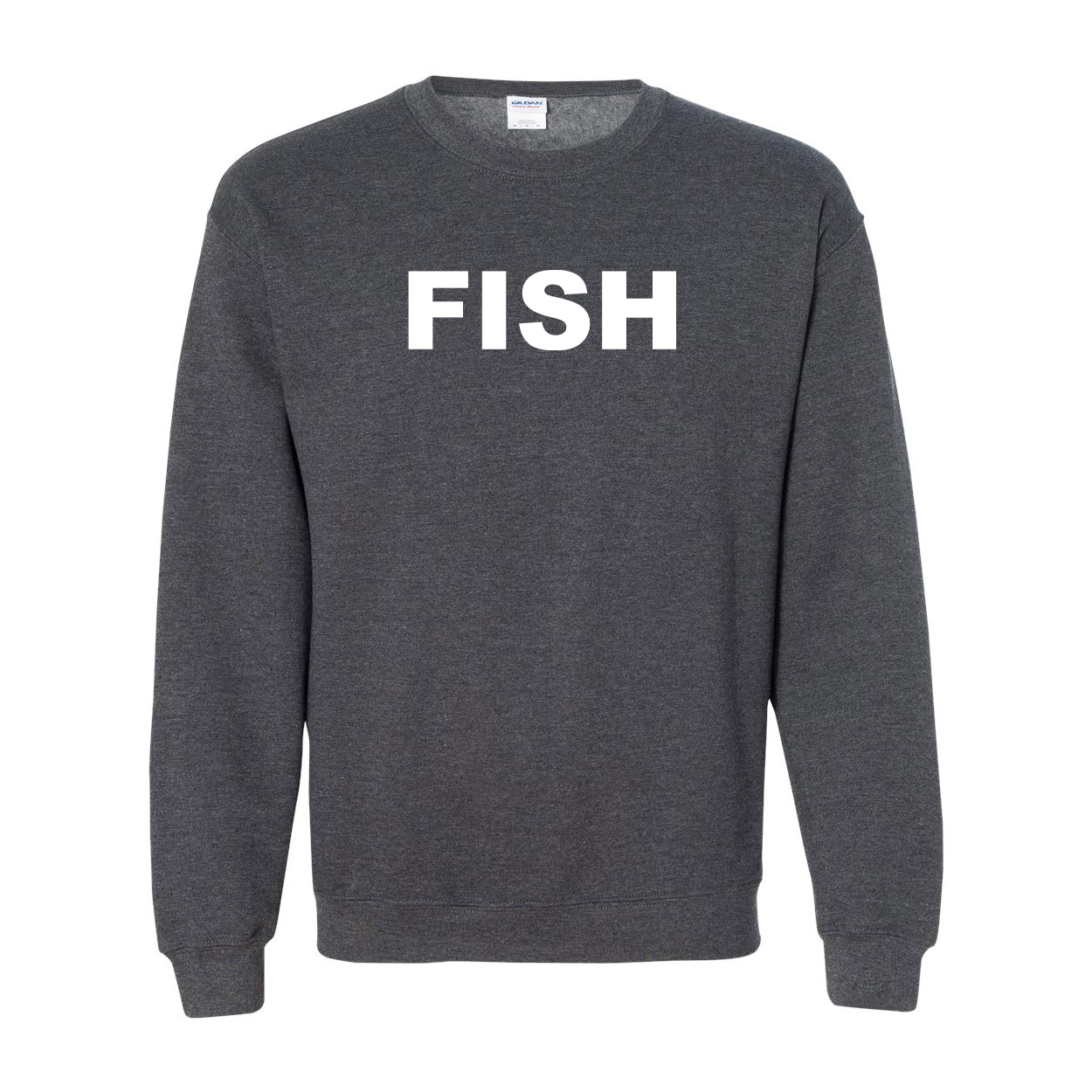 Fish Brand Logo Classic Crewneck Sweatshirt Dark Heather Gray (White Logo)