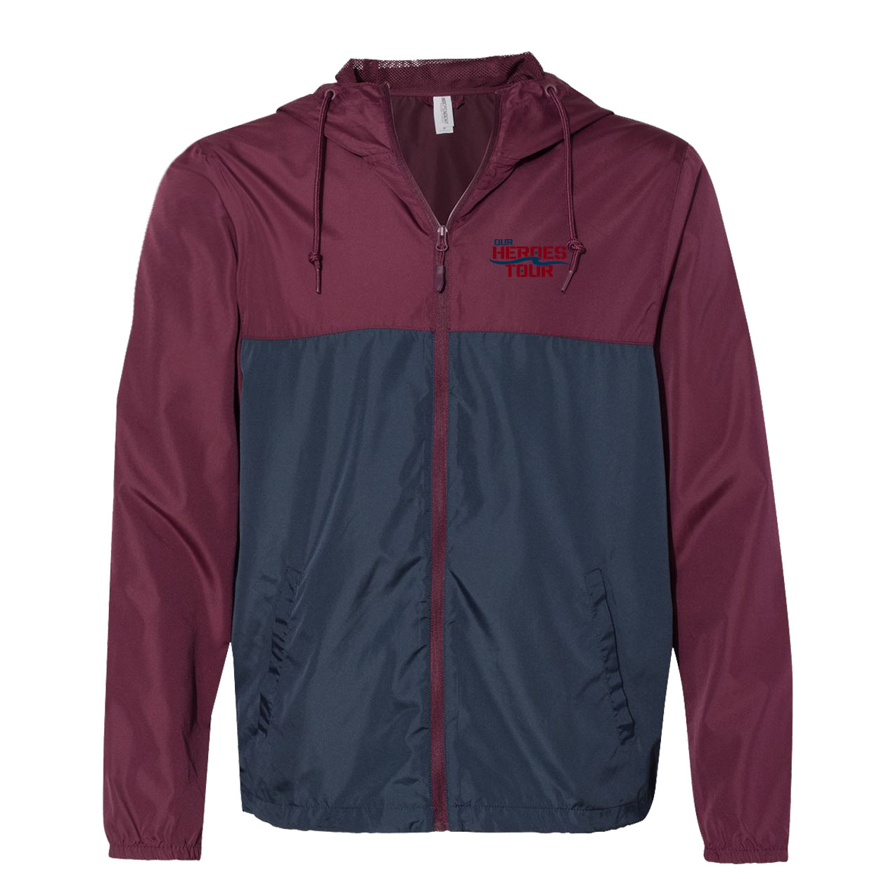 Our Heroes Tour Night Out Lightweight Windbreaker Maroon/Navy (White Logo)