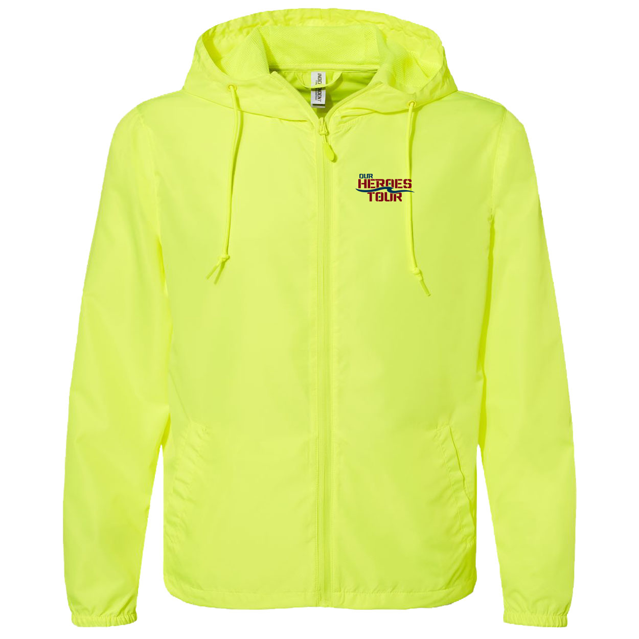 Our Heroes Tour Night Out Lightweight Windbreaker Safety Yellow (White Logo)