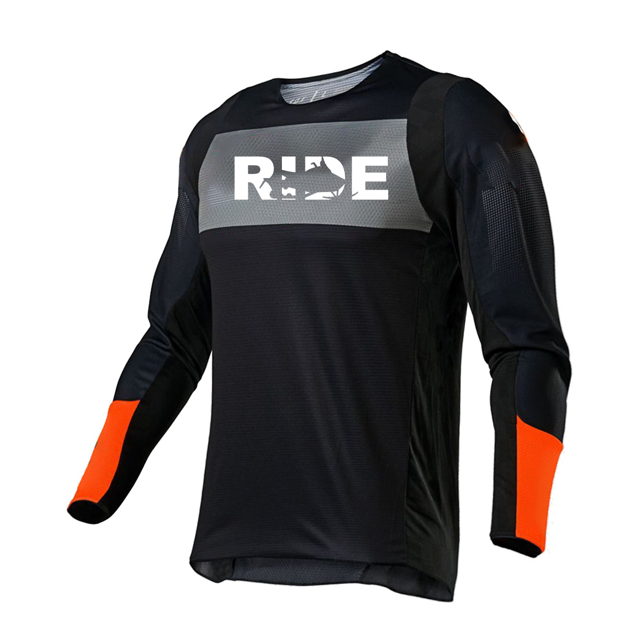 Ride Snowmobile Logo Classic Performance Jersey Long Sleeve Shirt Black/Gray/Orange