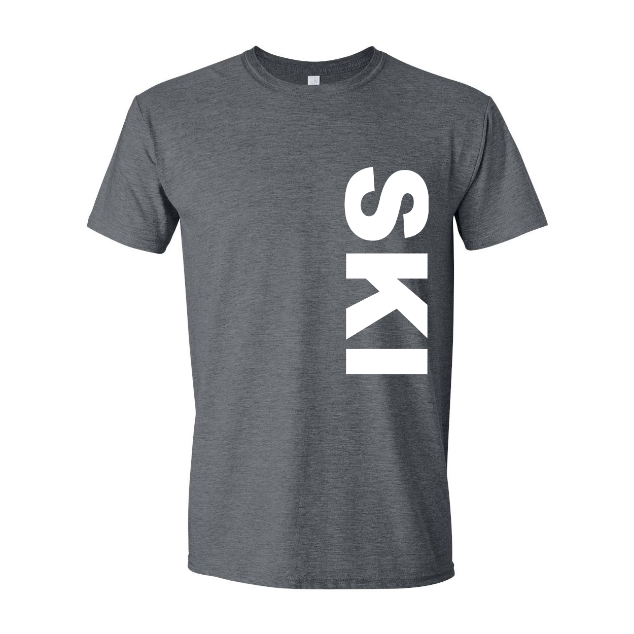 Ski Brand Logo Classic Vertical T-Shirt Dark Heather Gray (Black Logo)